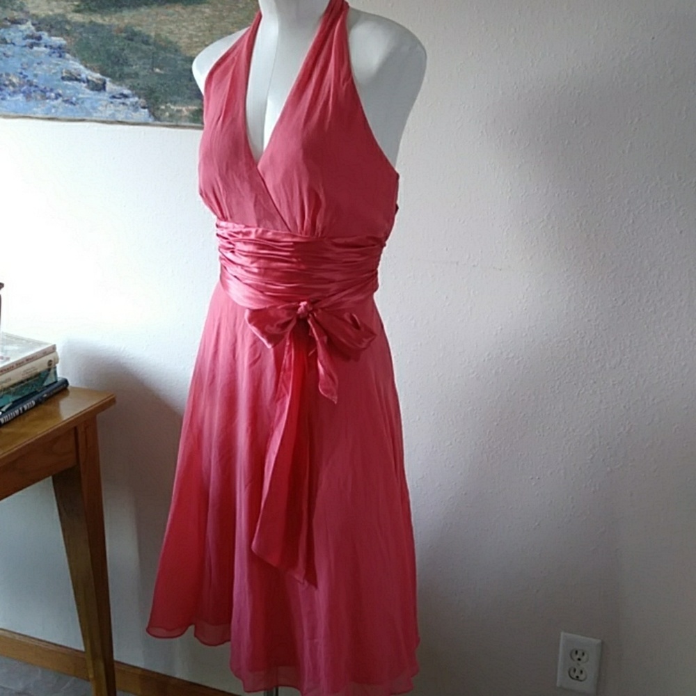 Silk Maggy London Dark Coral Midi Dress